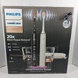 Philips Sonicare DiamondClean Smart HX9904/84 2pk Black RoseGold Toothbrush READ